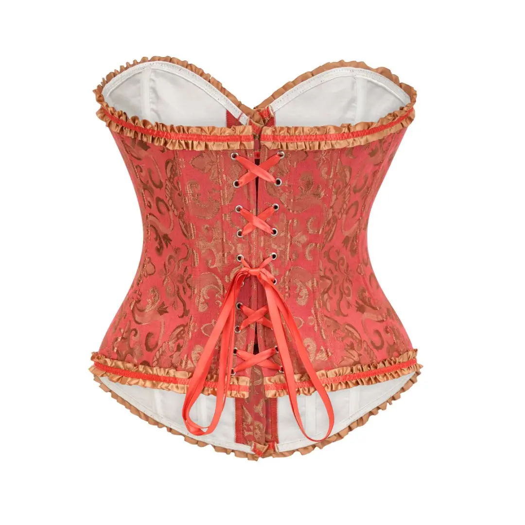 Corset Bustier Gothique Orange Brûlé et Doré – Image 3
