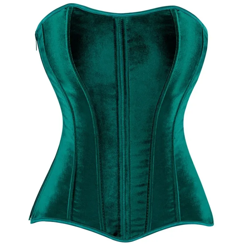 Corset Gothique effet Velours Vert Turquoise – Image 2