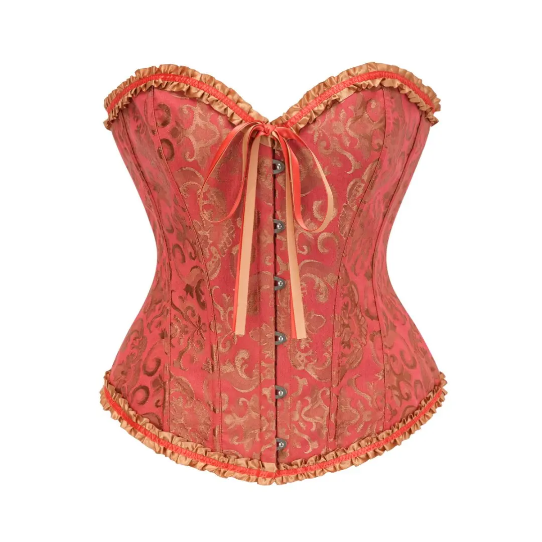 Corset Bustier Gothique Orange Brûlé et Doré – Image 2