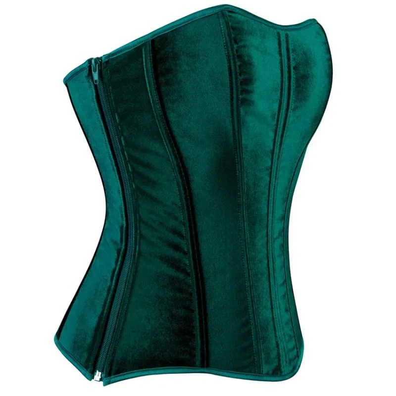 Corset Gothique effet Velours Vert Turquoise – Image 4