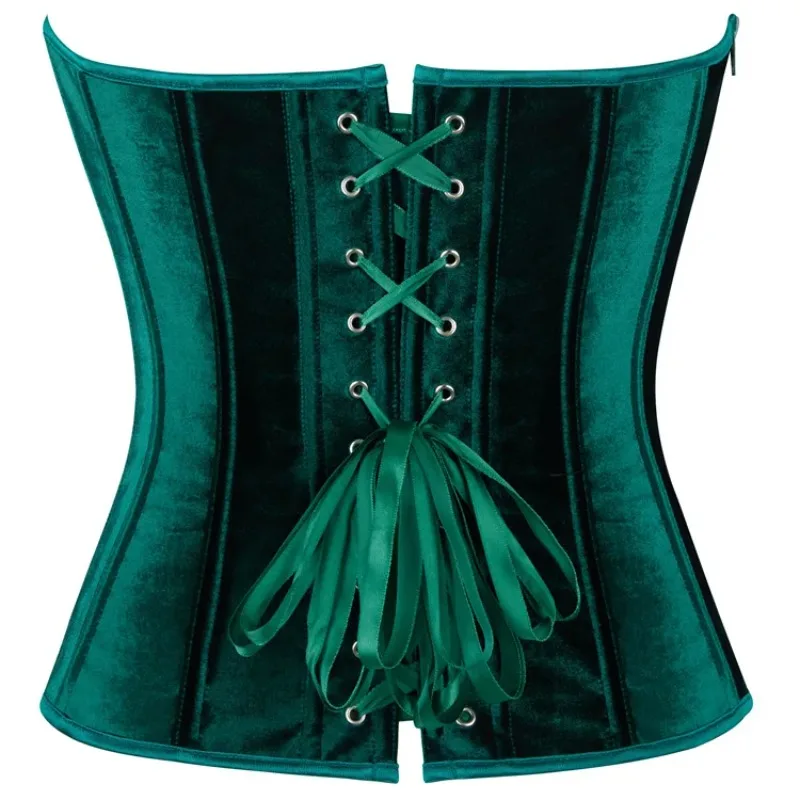 Corset Gothique effet Velours Vert Turquoise – Image 3