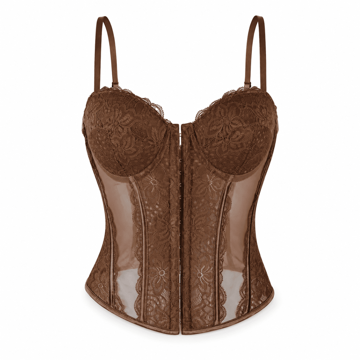 Bustier Corset Marron en Dentelle Florale – Image 2