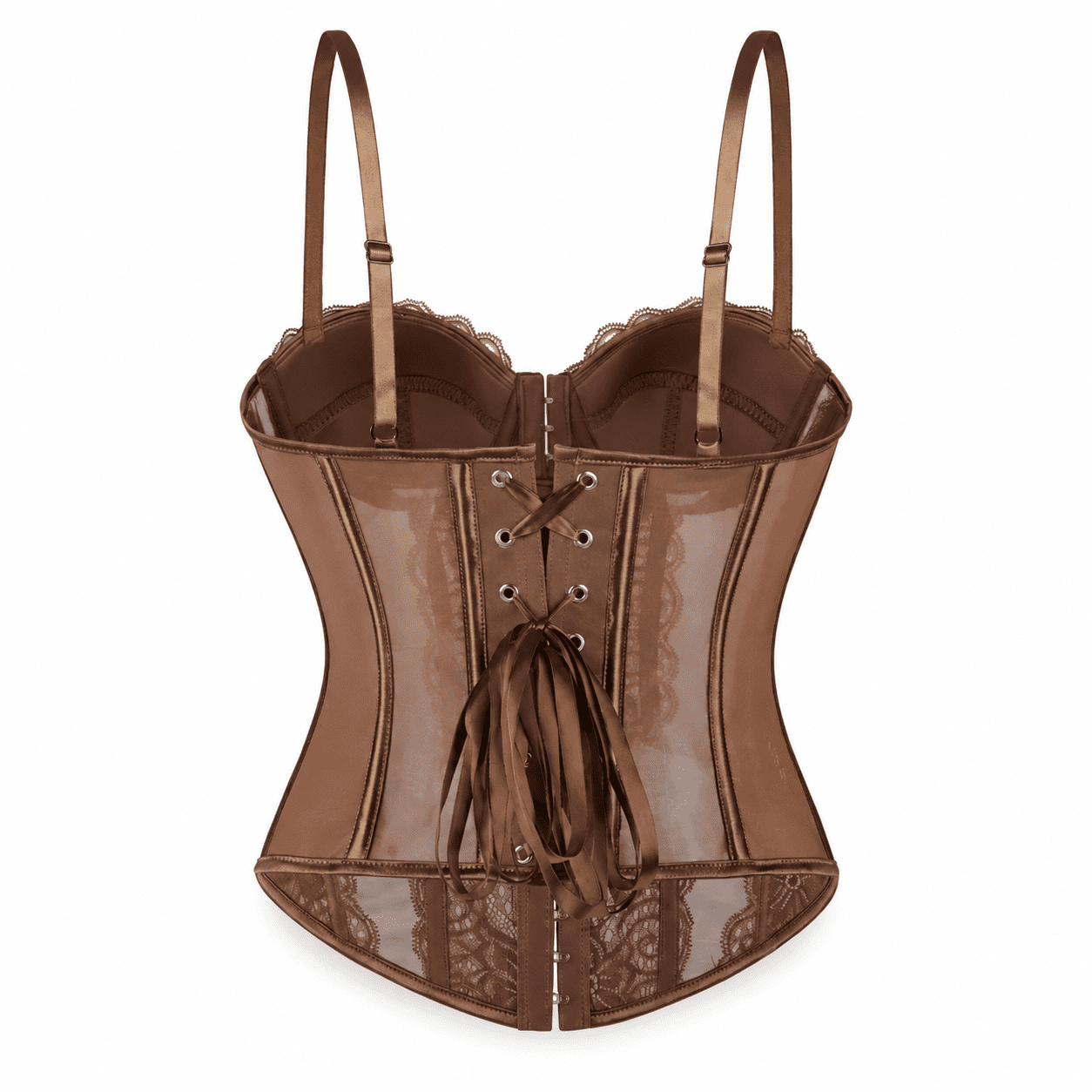 Bustier Corset Marron en Dentelle Florale – Image 3