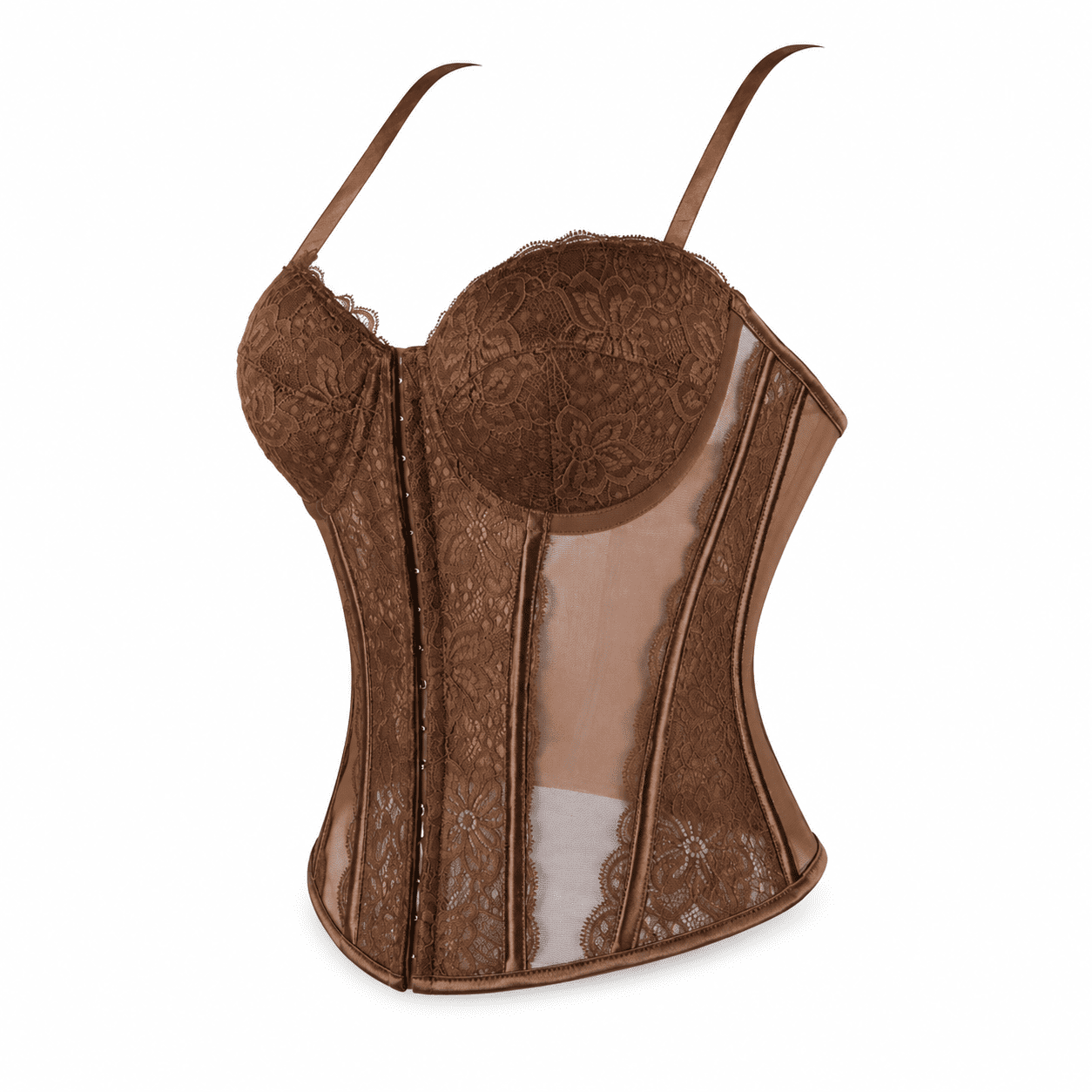Bustier Corset Marron en Dentelle Florale – Image 4