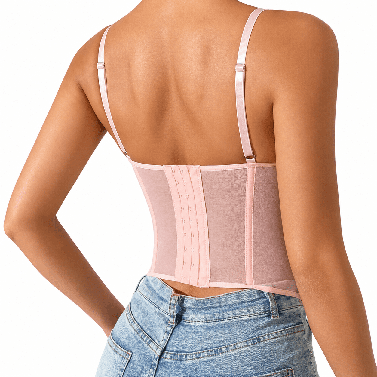 Bustier Corset Rose Pastel en Dentelle – Image 3