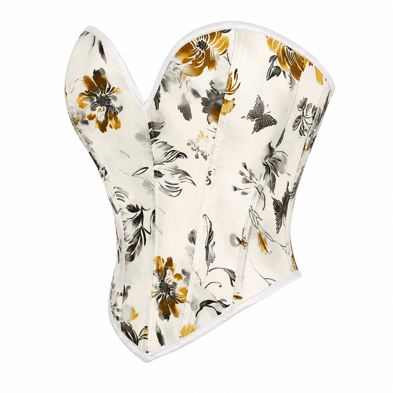 Corset Bustier Court Blanc Fleuri Coupe Cœur – Image 4