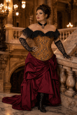 Corset Doré Victorien à Dentelle noire