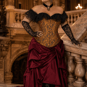 Corset Doré Victorien à Dentelle noire