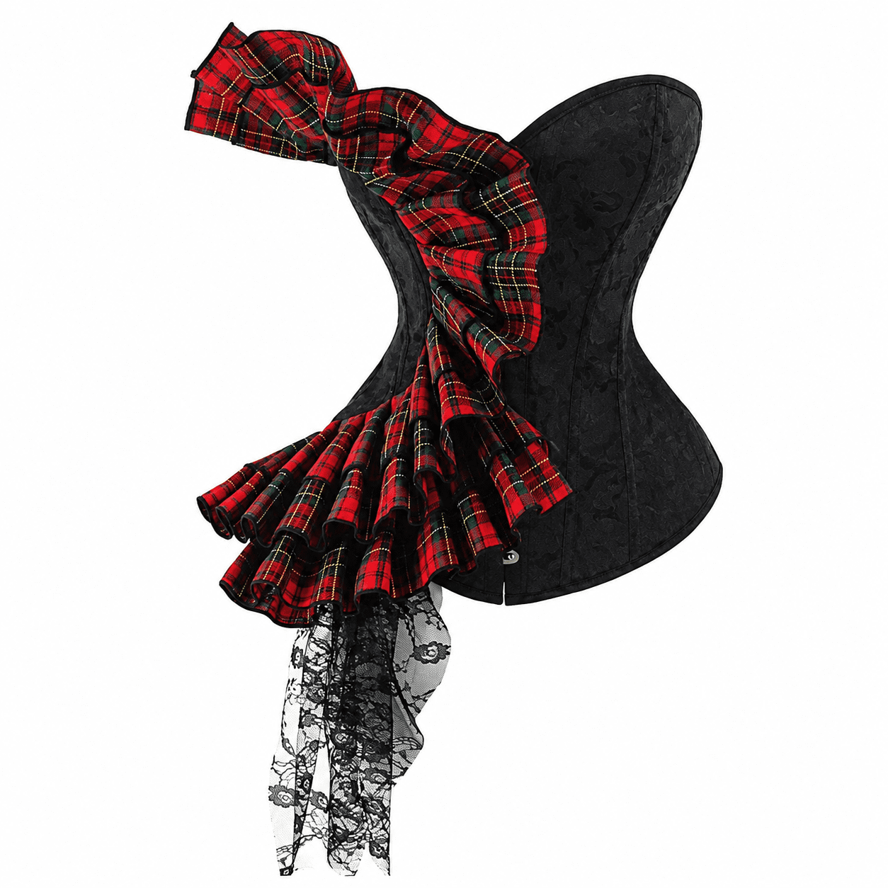 Corset Bustier Noir Drapé Style Tartan – Image 2