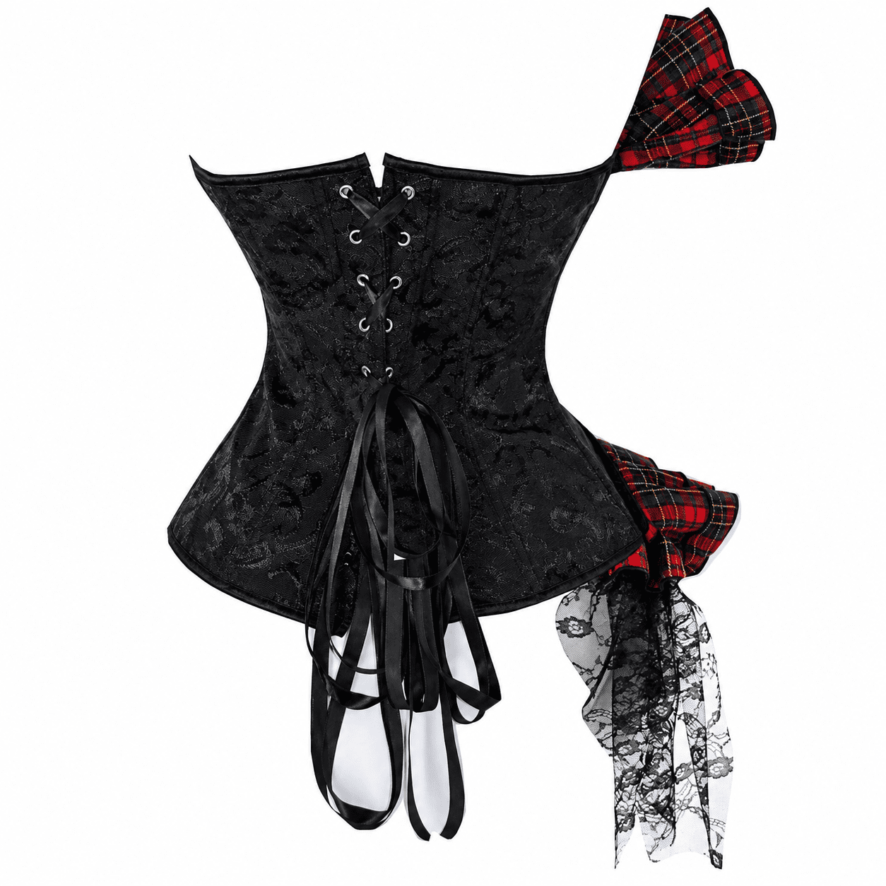 Corset Bustier Noir Drapé Style Tartan – Image 3