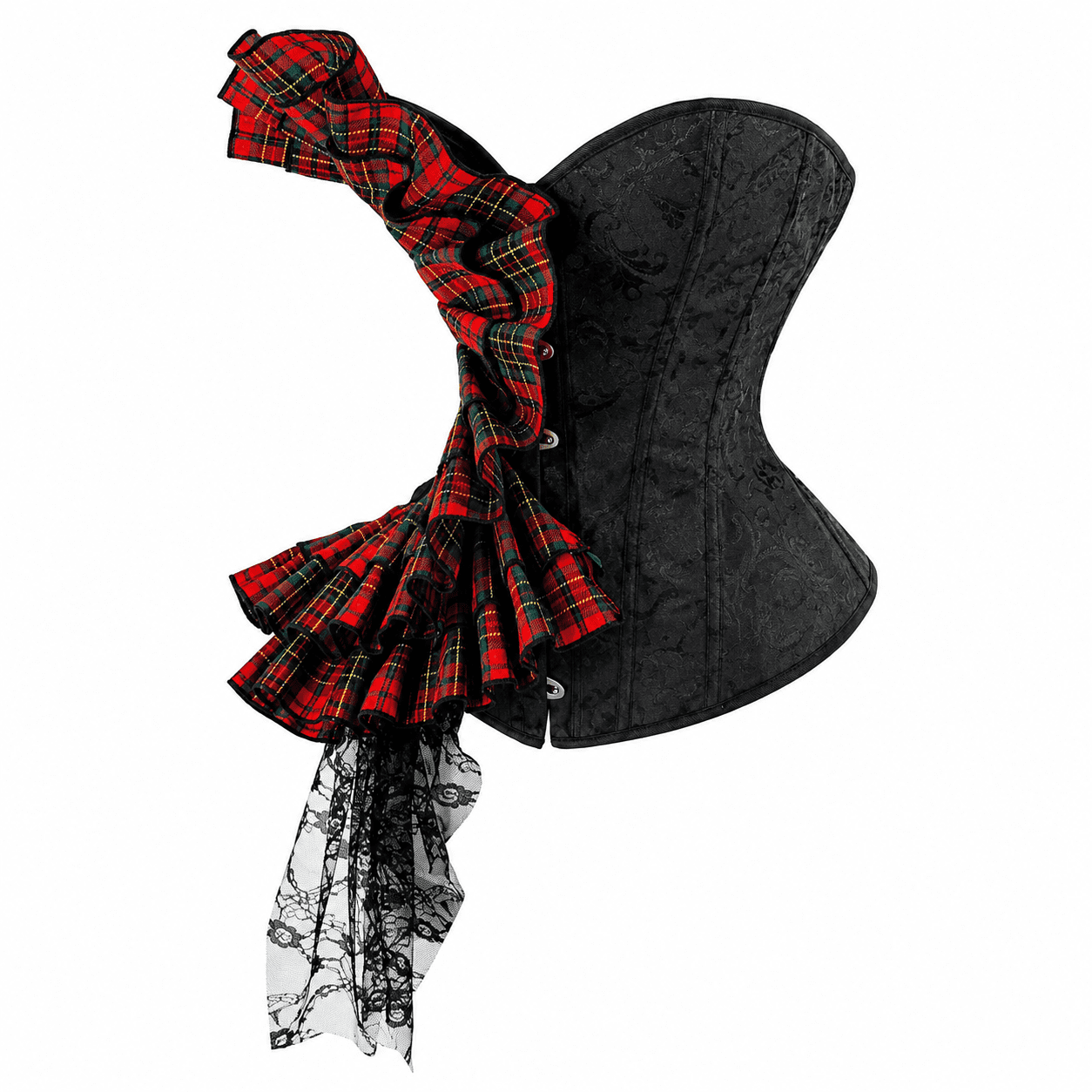 Corset Bustier Noir Drapé Style Tartan – Image 4
