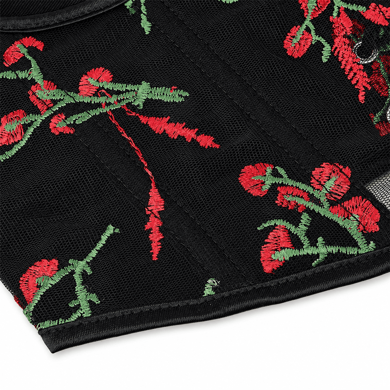 Corset Gothique Chic Noir à Broderie Florale – Image 4