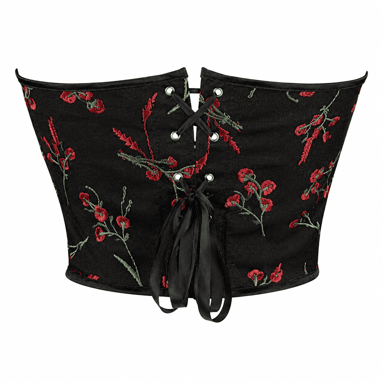 Corset Gothique Chic Noir à Broderie Florale – Image 2