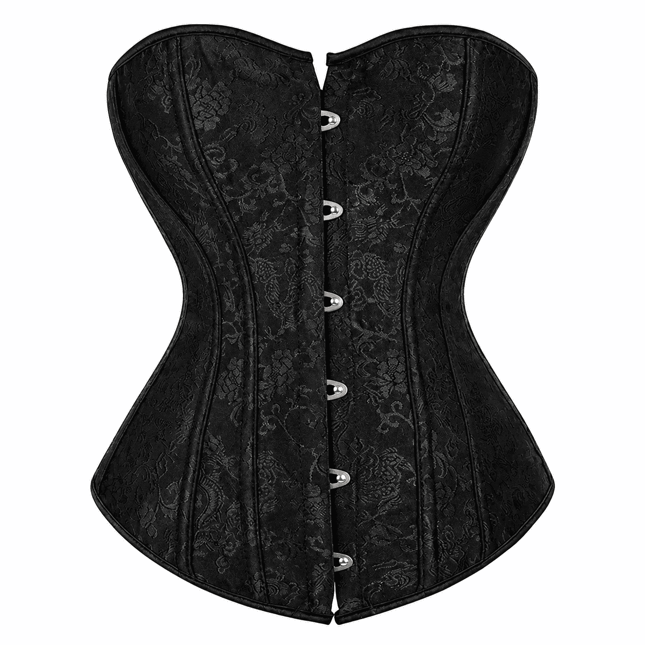 Corset Noir Victorien Brocart Grande Taille – Image 2