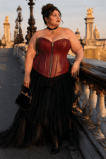 Corset Bustier Bordeaux en Similicuir 2XL-6XL