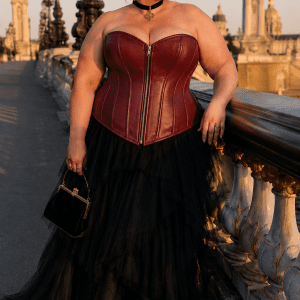 Corset Bustier Bordeaux en Similicuir 2XL-6XL