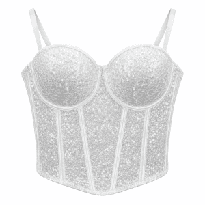Soutien-Gorge Corset Blanc à Paillettes