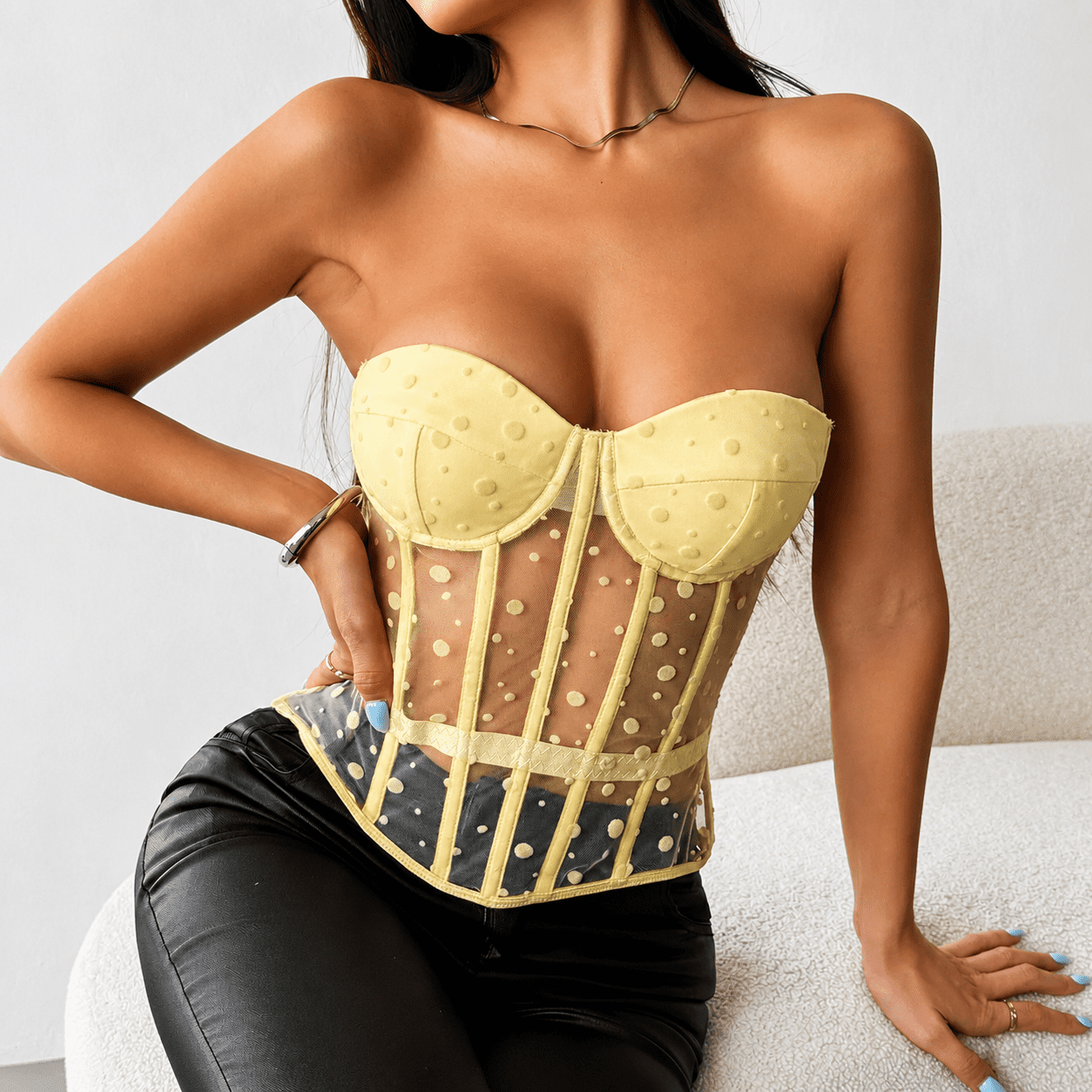 Corset Soutien-Gorge Jaune Transparent – Image 2