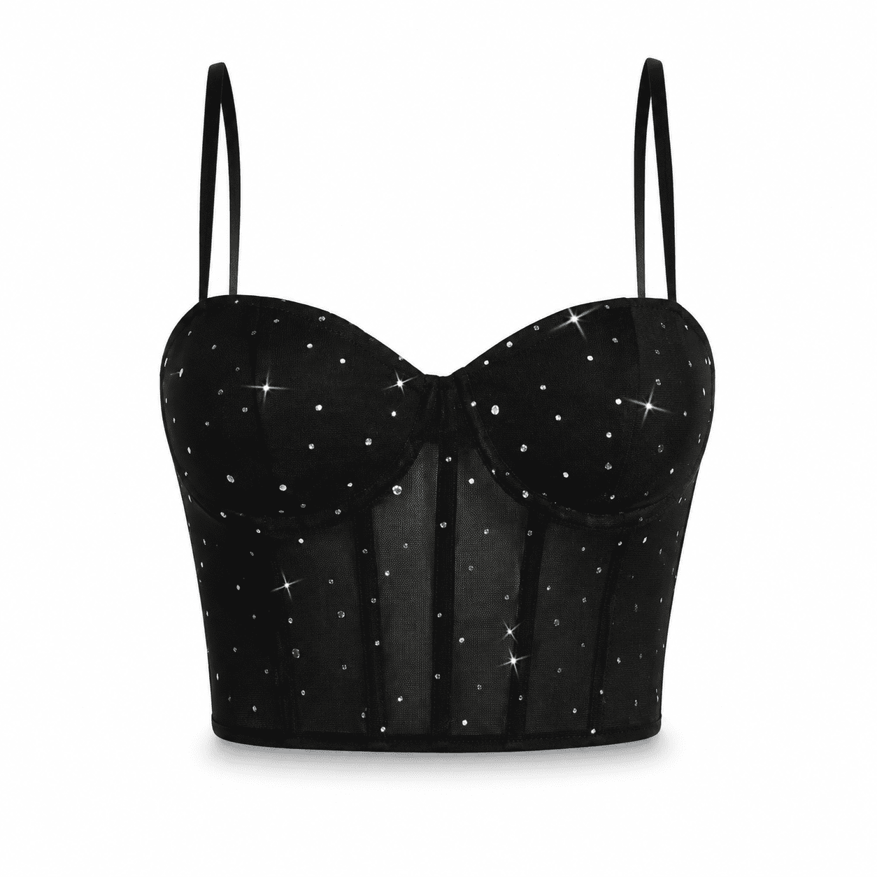Corset Soutien-Gorge Noir à Strass – Image 3