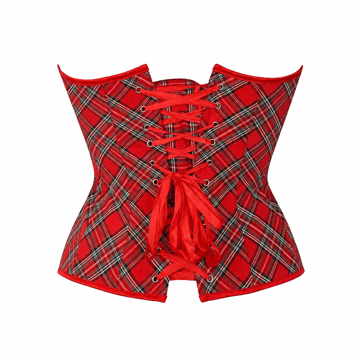 Corset Bustier Écossais Rouge et Gris – Image 3