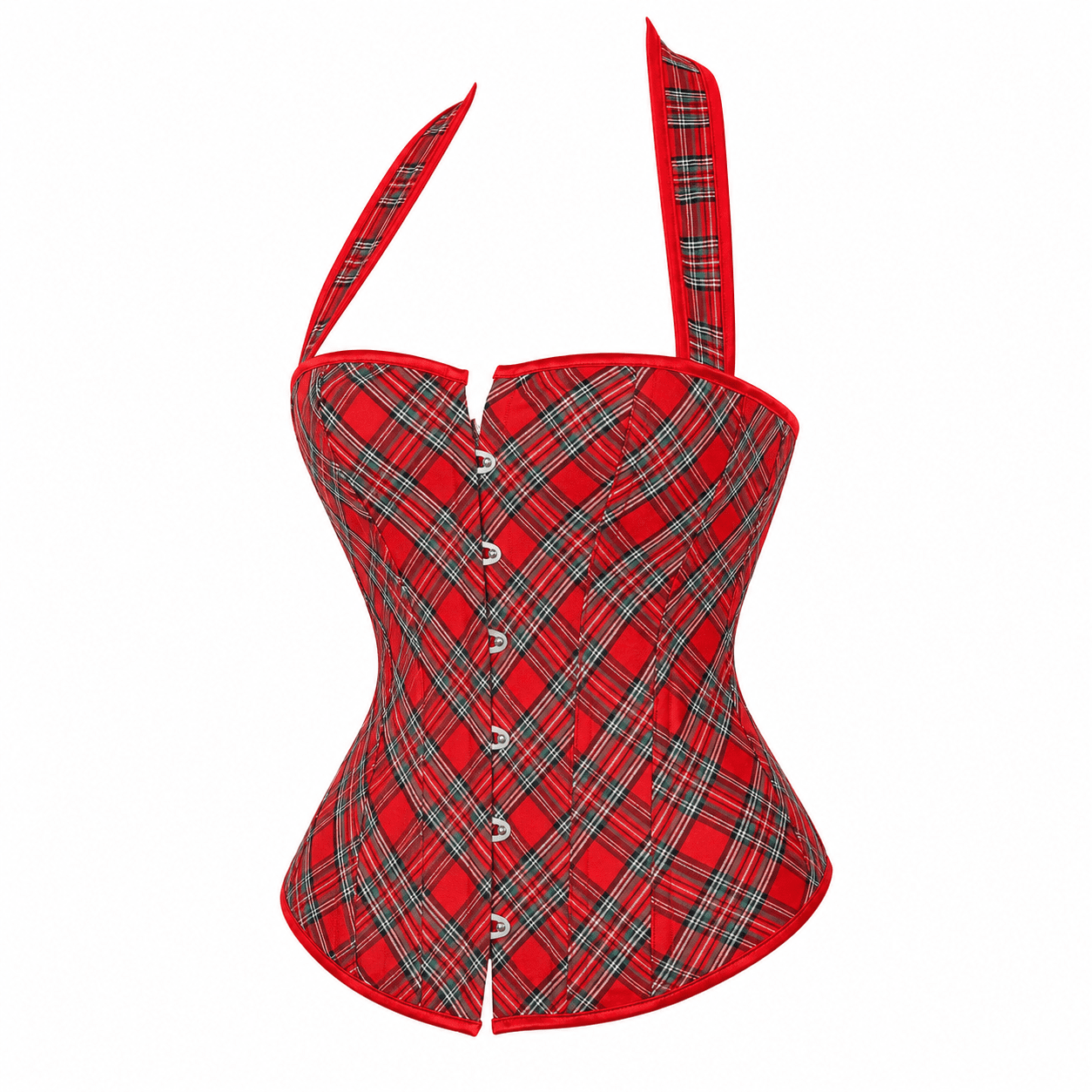 Corset Bustier Écossais Rouge et Gris – Image 4