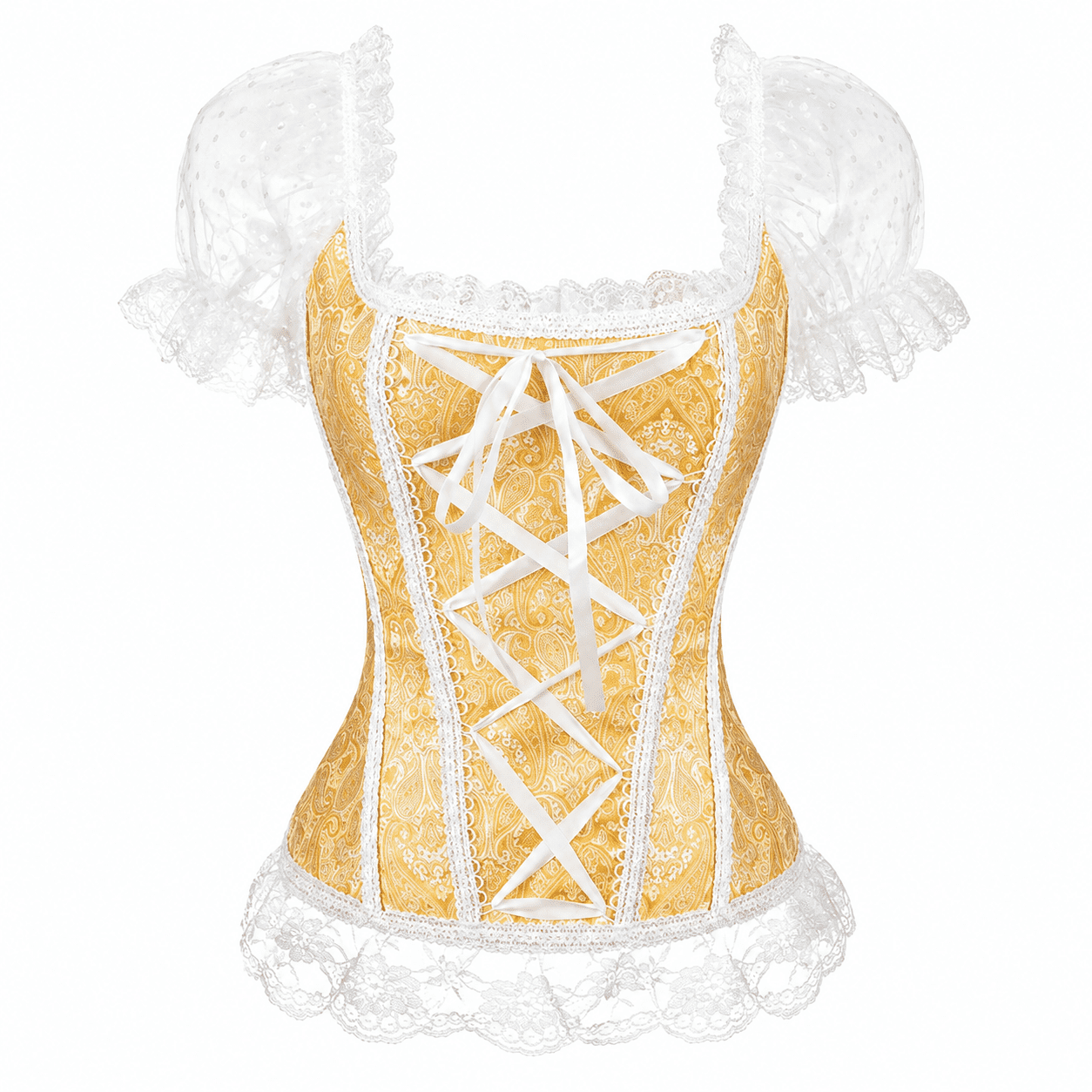 Corset Victorien Romantique Jaune Fleuri – Image 2