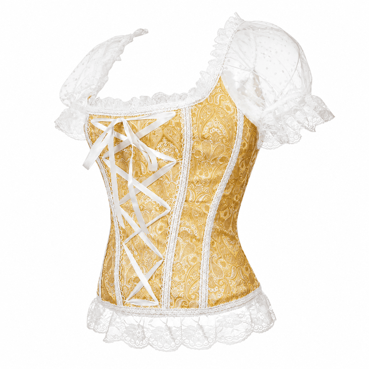 Corset Victorien Romantique Jaune Fleuri – Image 3
