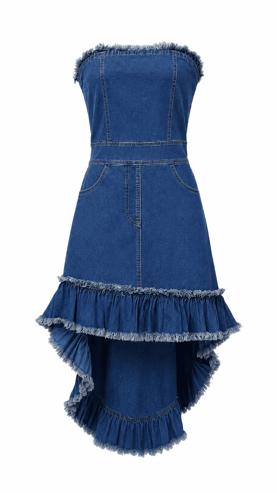 Robe Bustier Longue en Jean Bleu Bohème – Image 2