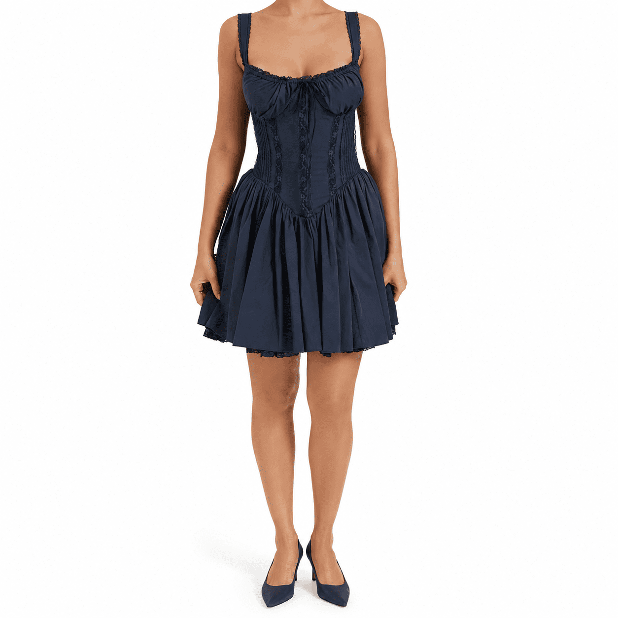 Robe Corset Mini Marine Patineuse Structurée – Image 2