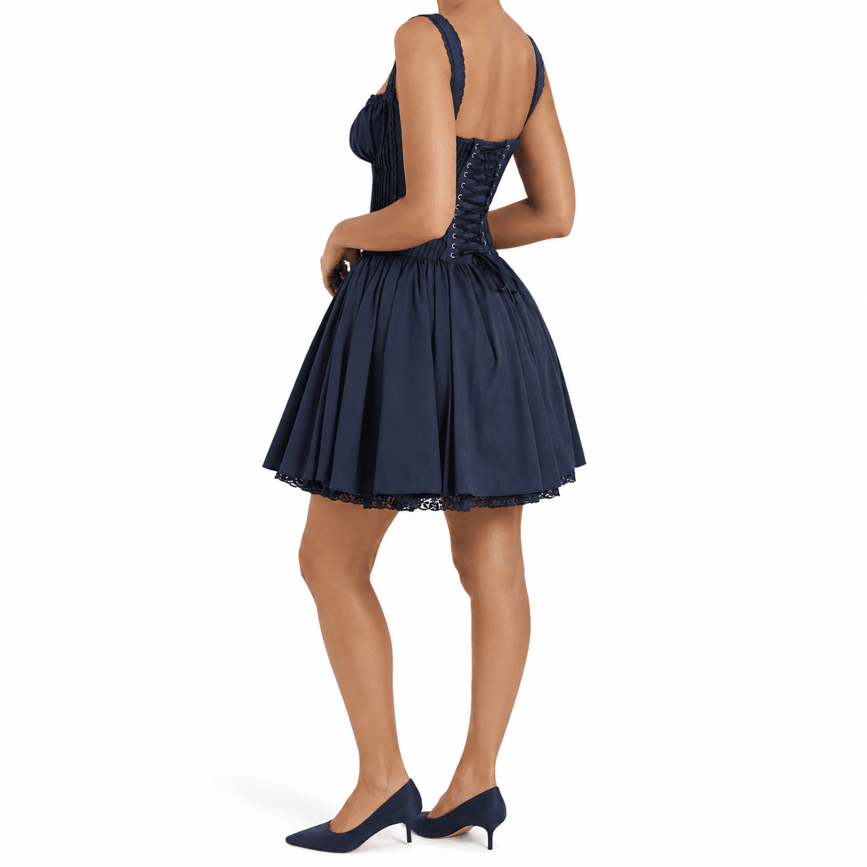 Robe Corset Mini Marine Patineuse Structurée – Image 3