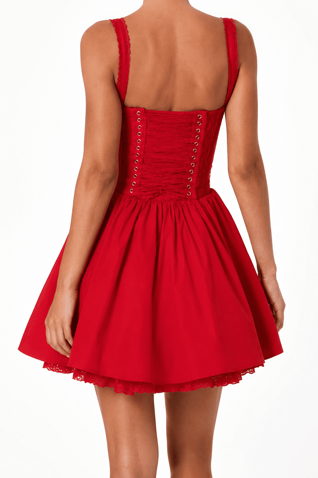 Robe Corset Mini Rouge Patineuse Structurée – Image 3