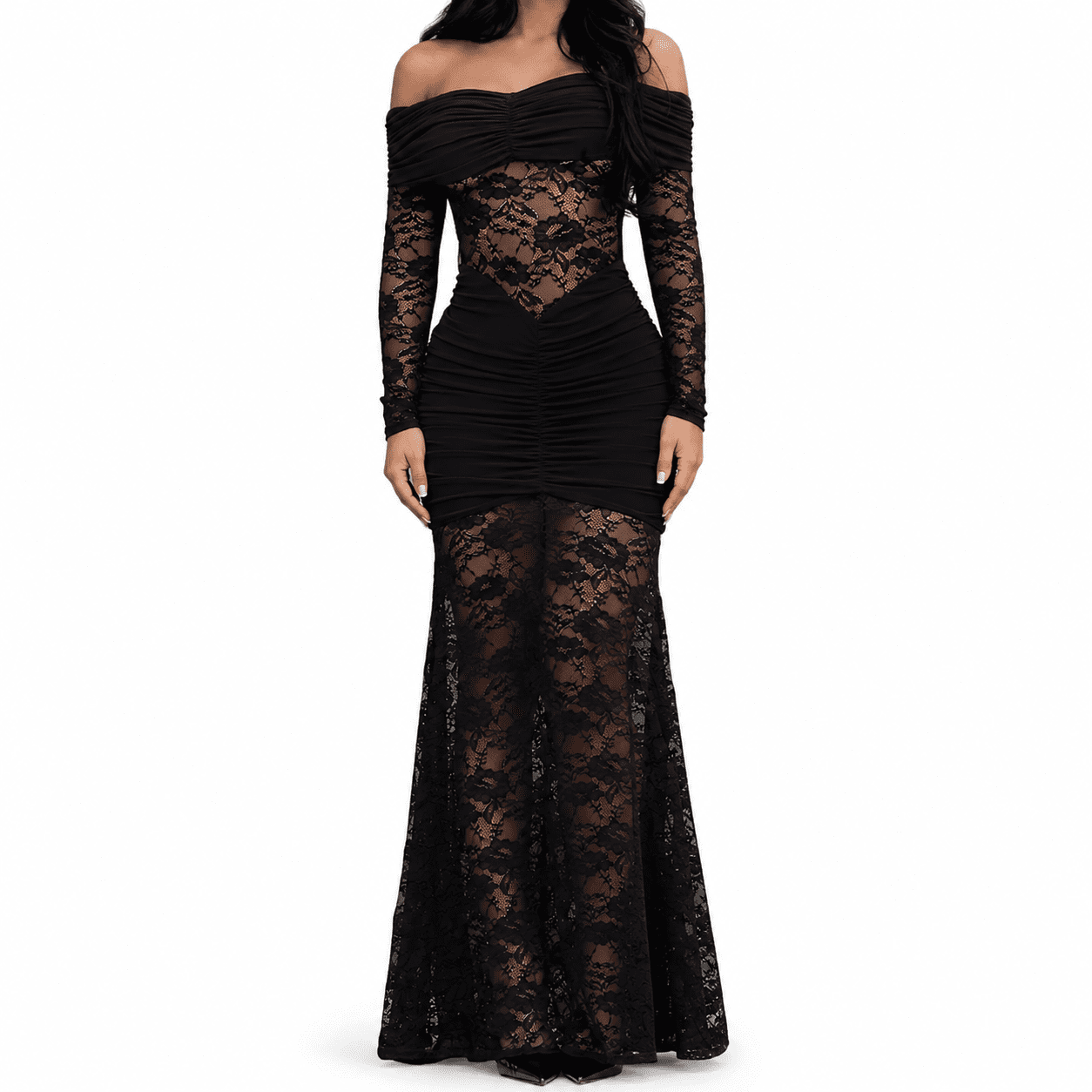 Robe Longue de Soirée Sirène Bustier Noir – Image 2