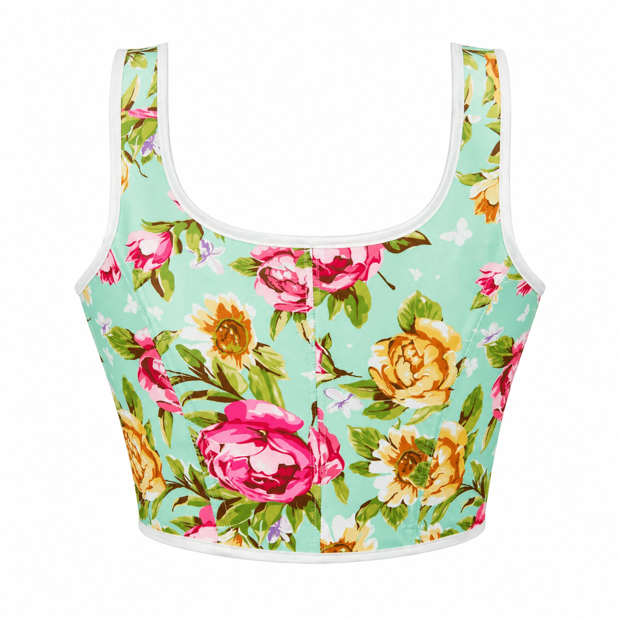 Top Corset Vert Turquoise Fleuri Renaissance – Image 3