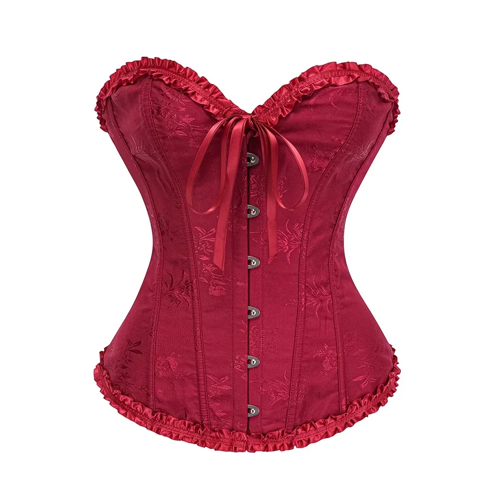 Corset Bustier Rouge Vin Néo-Victorien – Image 2