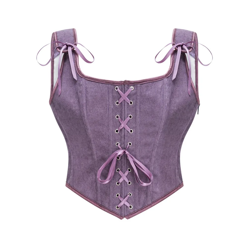 Bustier Corset Violet Pervenche style Velours – Image 2