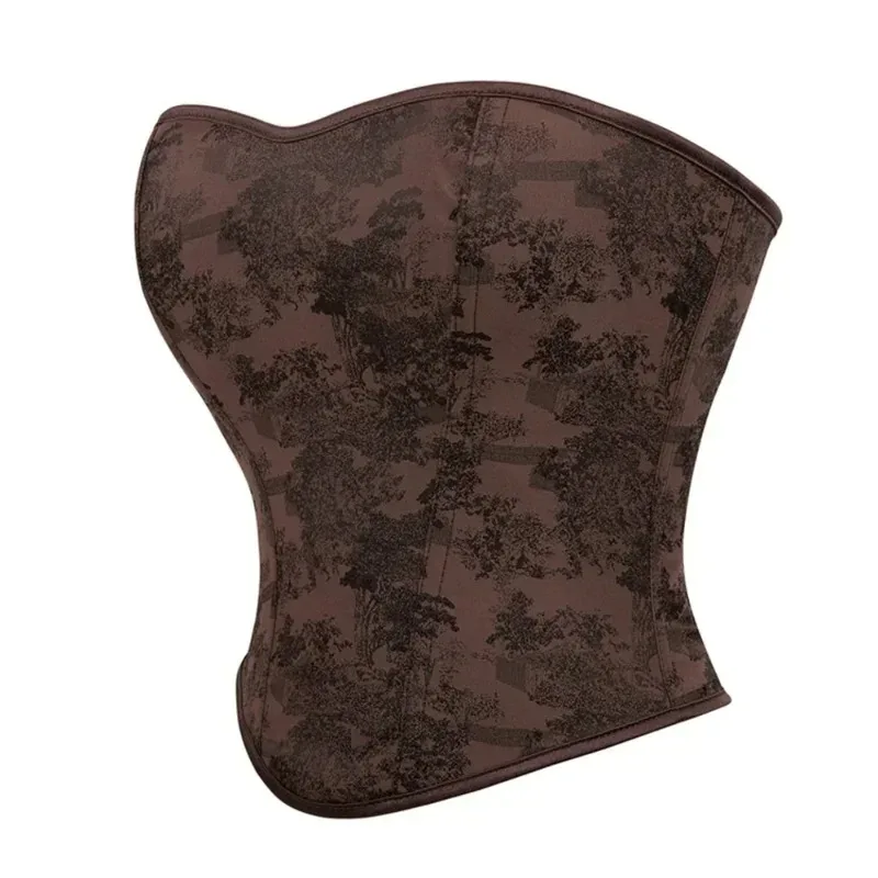 Corset Marron Brocard Vintage Romantique – Image 4