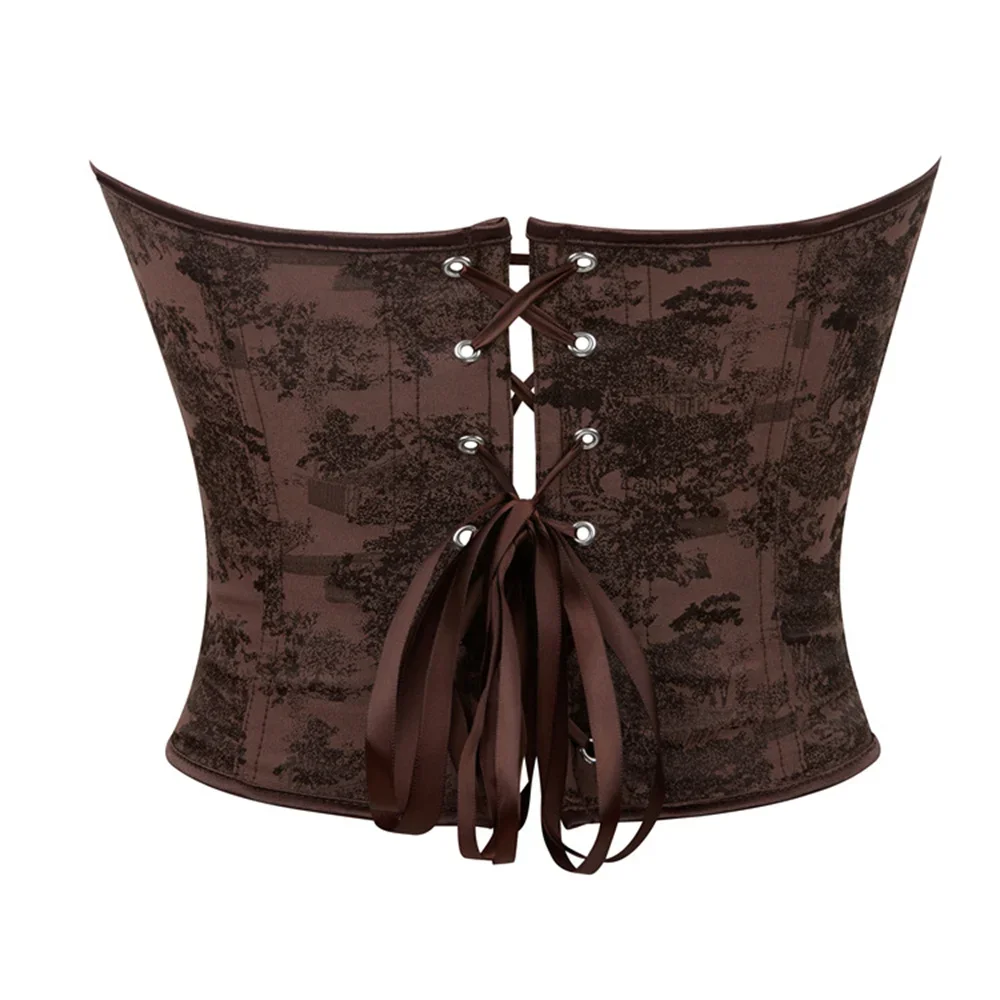 Corset Marron Brocard Vintage Romantique – Image 3