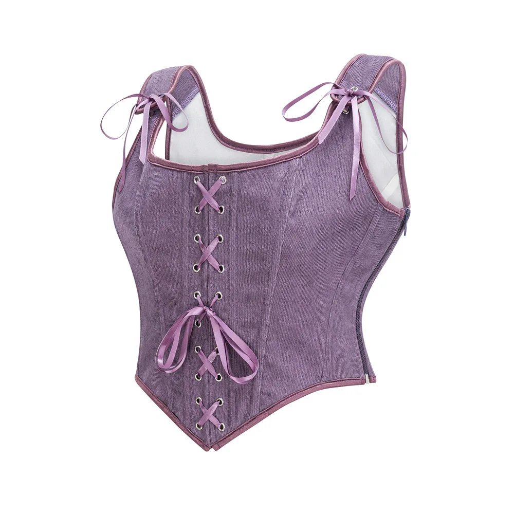 Bustier Corset Violet Pervenche style Velours – Image 4