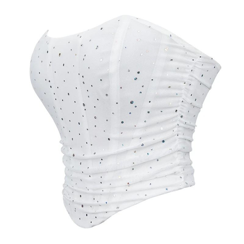 Corset Bustier Blanc Paillettes Scintillantes – Image 4