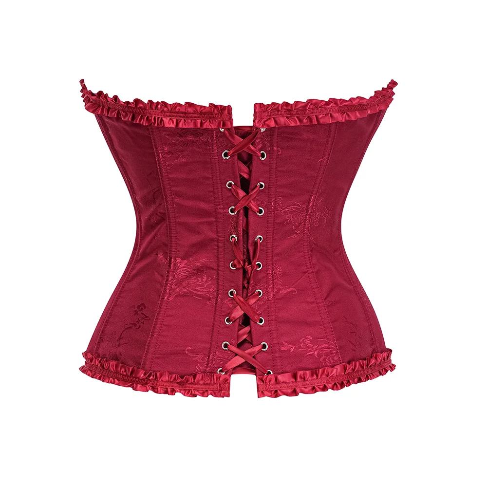 Corset Bustier Rouge Vin Néo-Victorien – Image 3