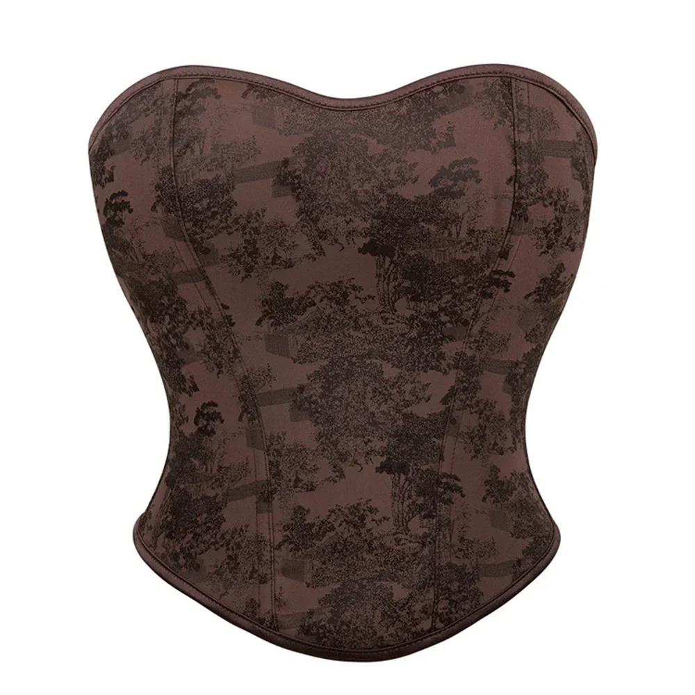 Corset Marron Brocard Vintage Romantique – Image 2