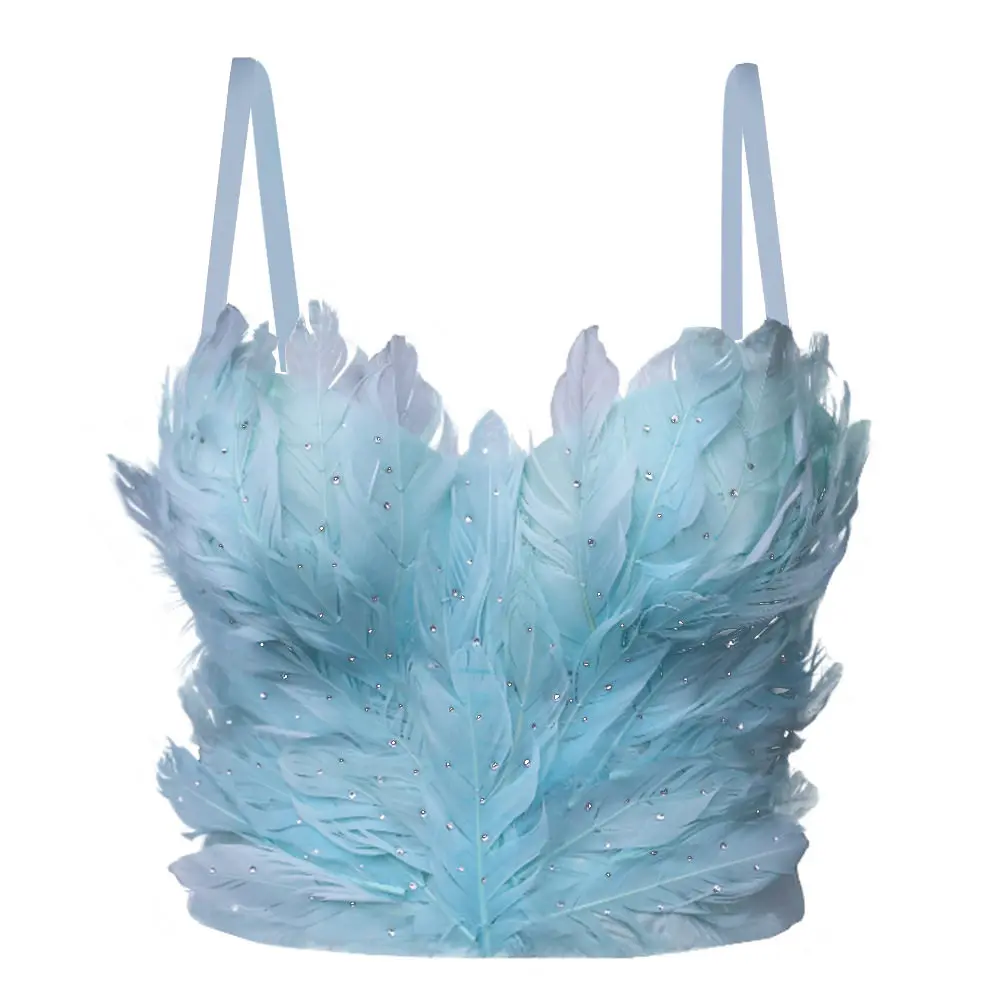 Corset Soutien-Gorge Bleu Ciel à Plumes – Image 2